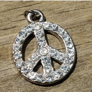 Silver CZ Peace Sign Pendant